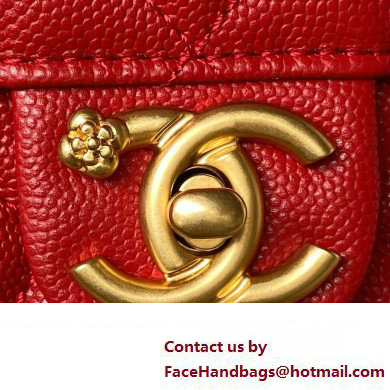 Chanel Grained Calfskin  &  Gold-Tone Metal Chain Flap Bag AS4431 Red 2023